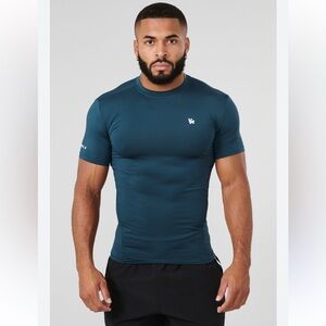 YoungLA Stealth 476 Compression Teal SS Tee Large Active Athletic Stretch